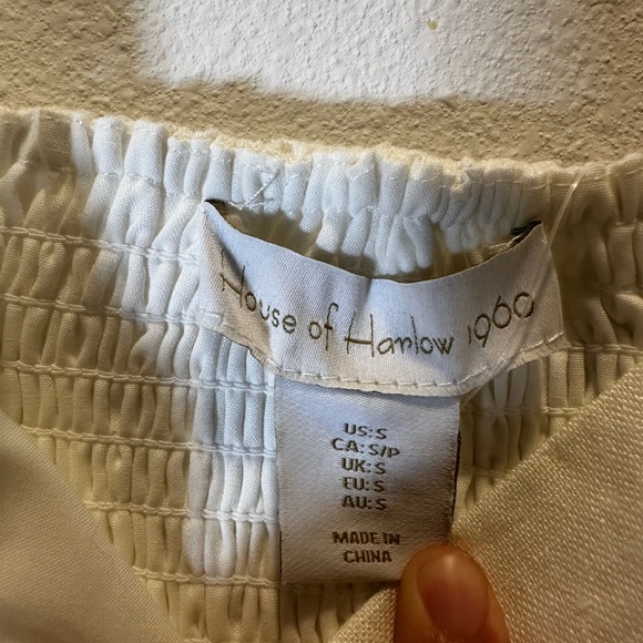 House of Harlow 1960 Linen Beaded Fringe Hem Shift Mini Dress in Off White NWOT - Picture 8 of 9